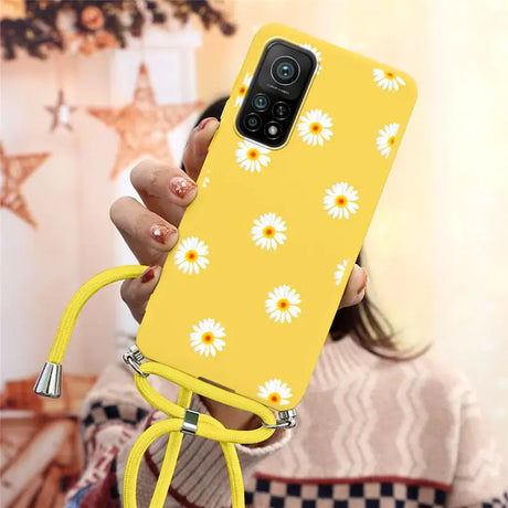 yellow daisy phone case with yellow cord