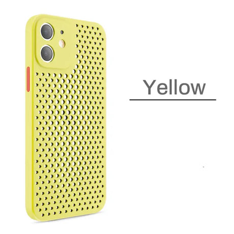 the yellow iphone case is shown with the logo