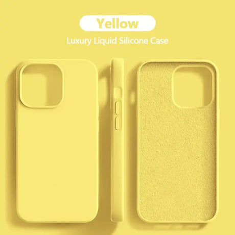 the yellow iphone case is shown with the yellow background
