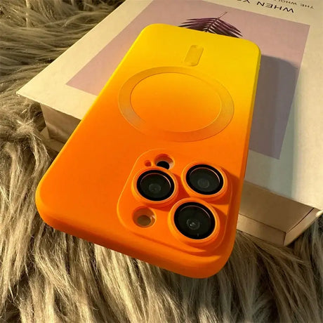 A yellow phone case with two black binoculars