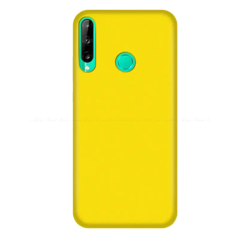 the back of a yellow phone case