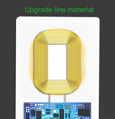 Yellow rectangular coil connected to a blue circuit board.