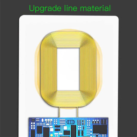 Yellow rectangular coil or inductor connected to a blue circuit board.