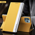 Yellow and silver smartphone case with a flip cover design.