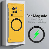 Yellow smartphone case with a circular magnetic charging area and multiple camera cutouts.