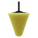 a yellow cone shaped object with a black handle