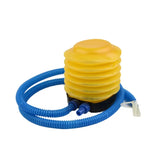 a yellow plastic water pump with a blue hose